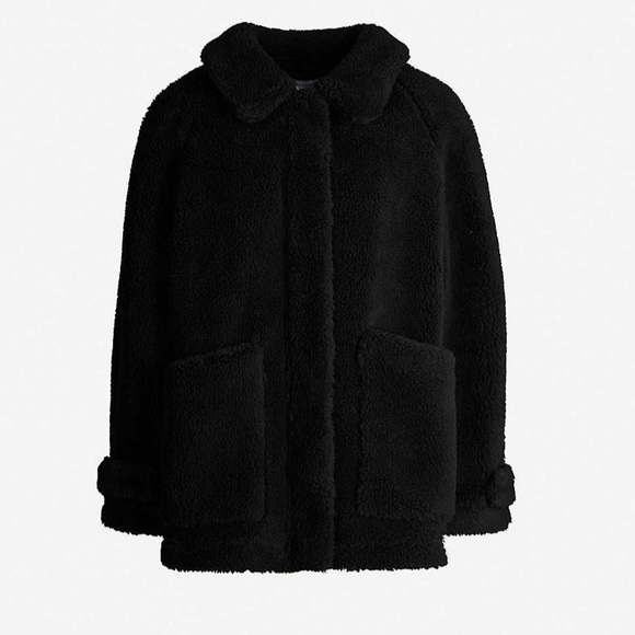 Topshop Black Borg Zip Up Teddy Jacket - Picture 8 of 13